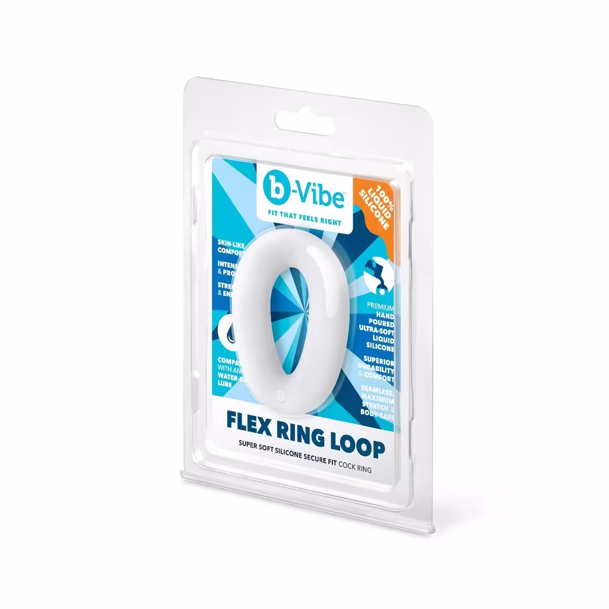 b-Vibe Flex Ring Loop Silicone Cock Ring Clear image 2