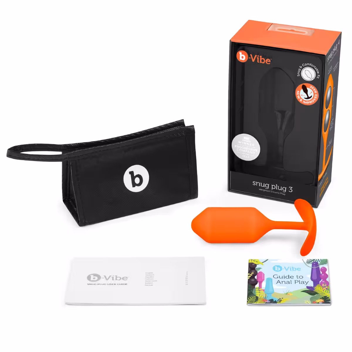 b-Vibe Snug Plug 3 Butt Plug Orange image 4