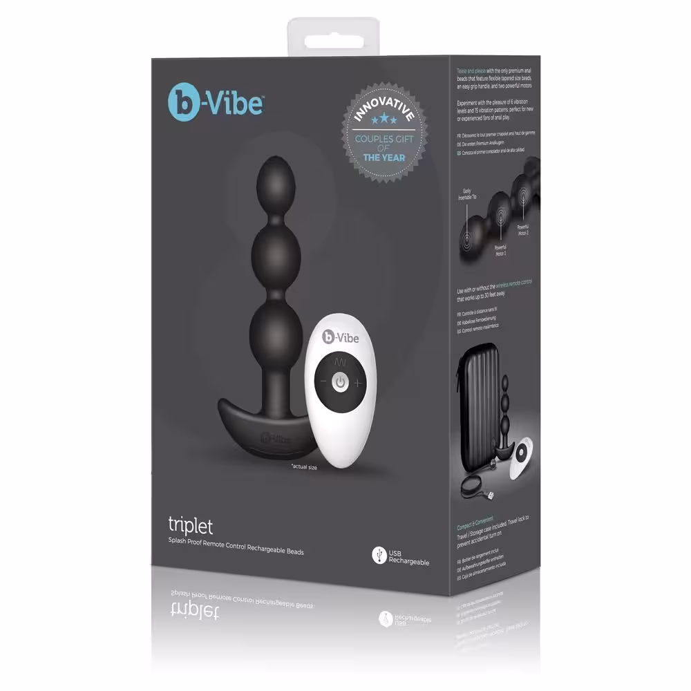 b-Vibe Triplet Anal Beads Black image 2