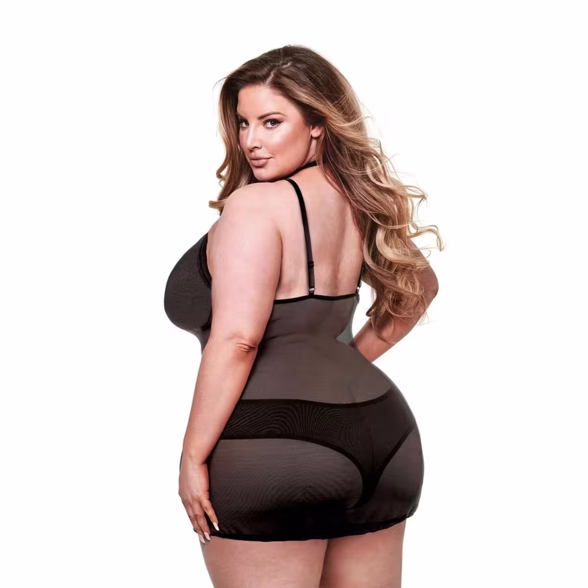 Baci 2 Piece Eco Chemise & Panty Set – Black Queen Size image 2