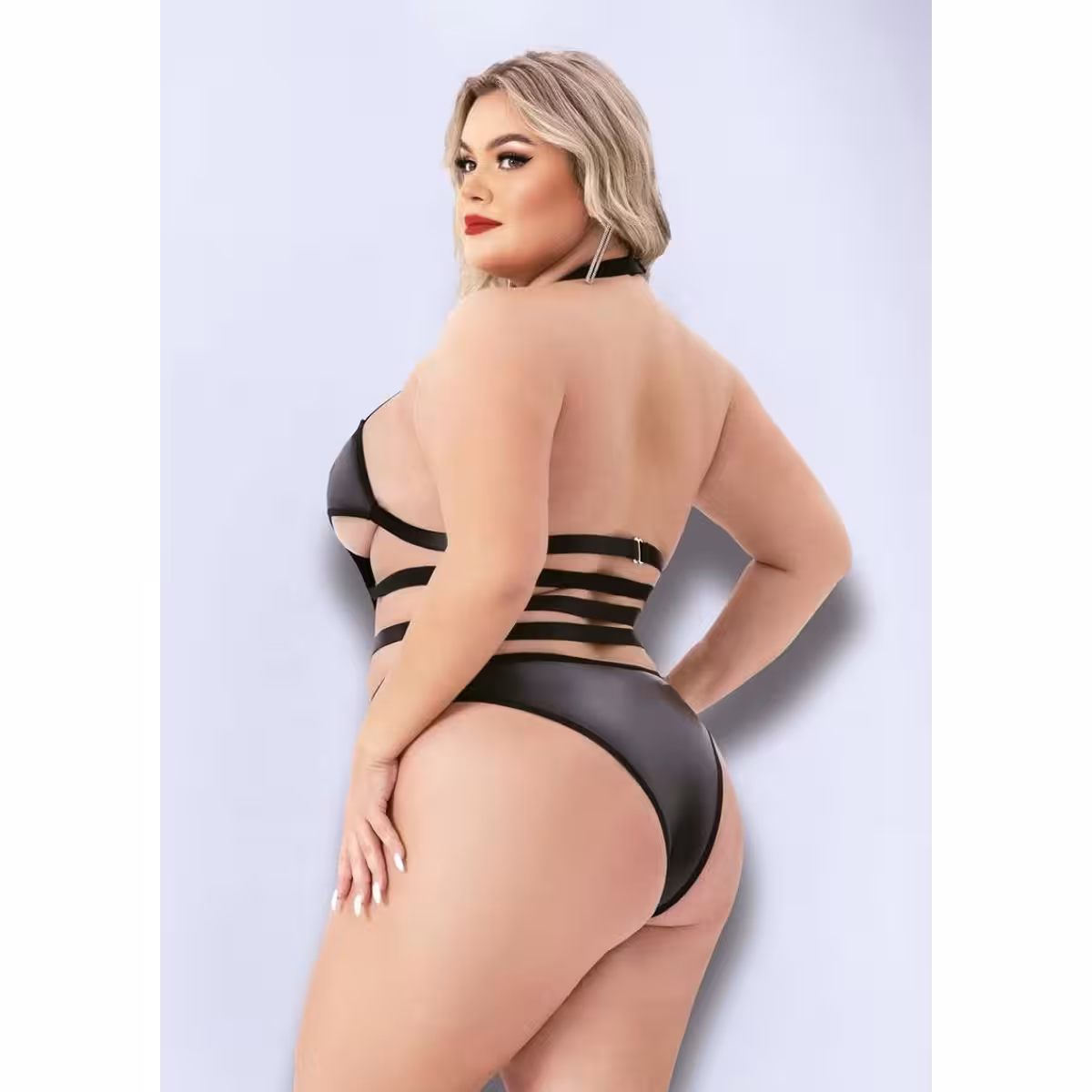 Baci Halter Top Wetlook Teddy Black Queen Size image 2