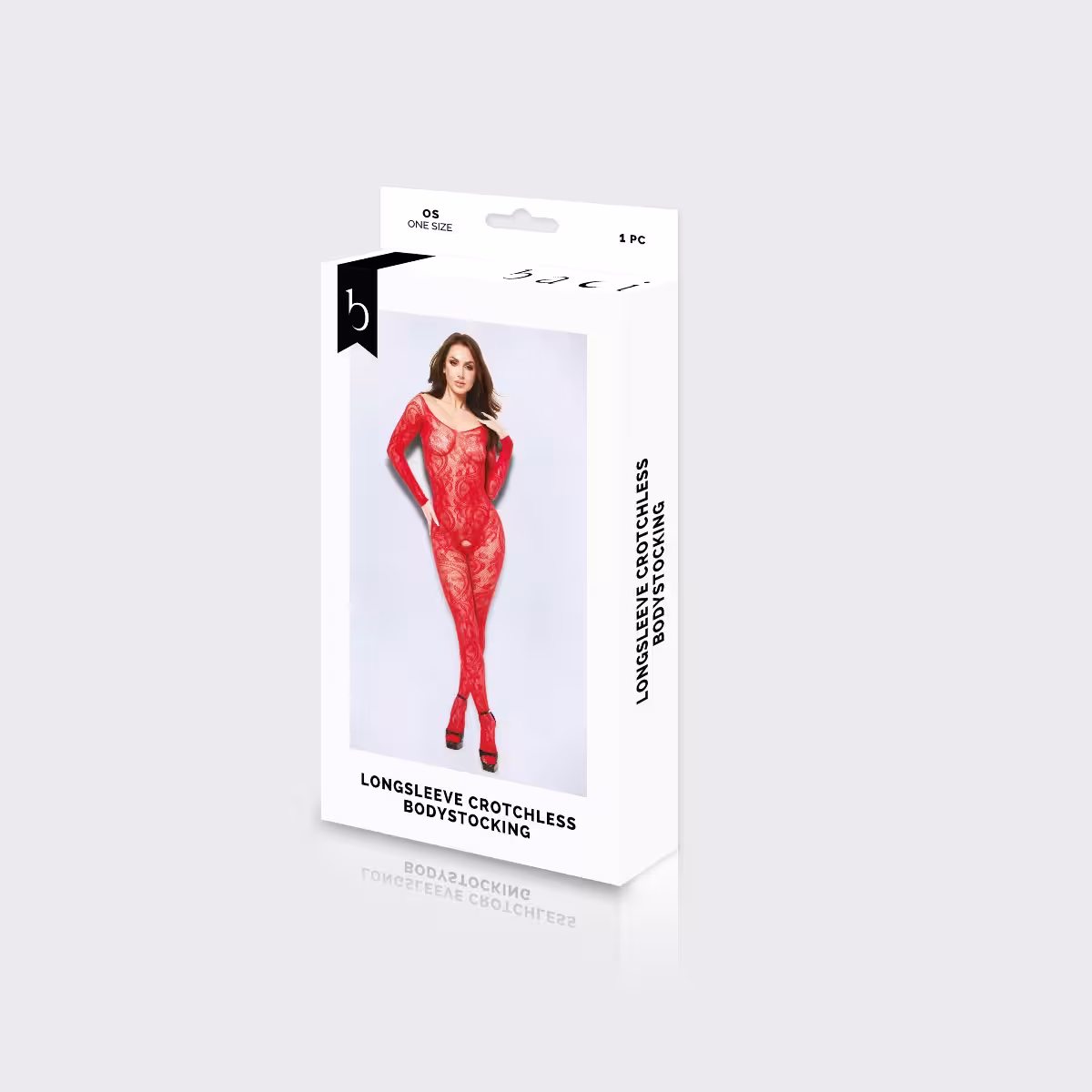 Baci Longsleeve Crotchless Bodystocking Red image 3