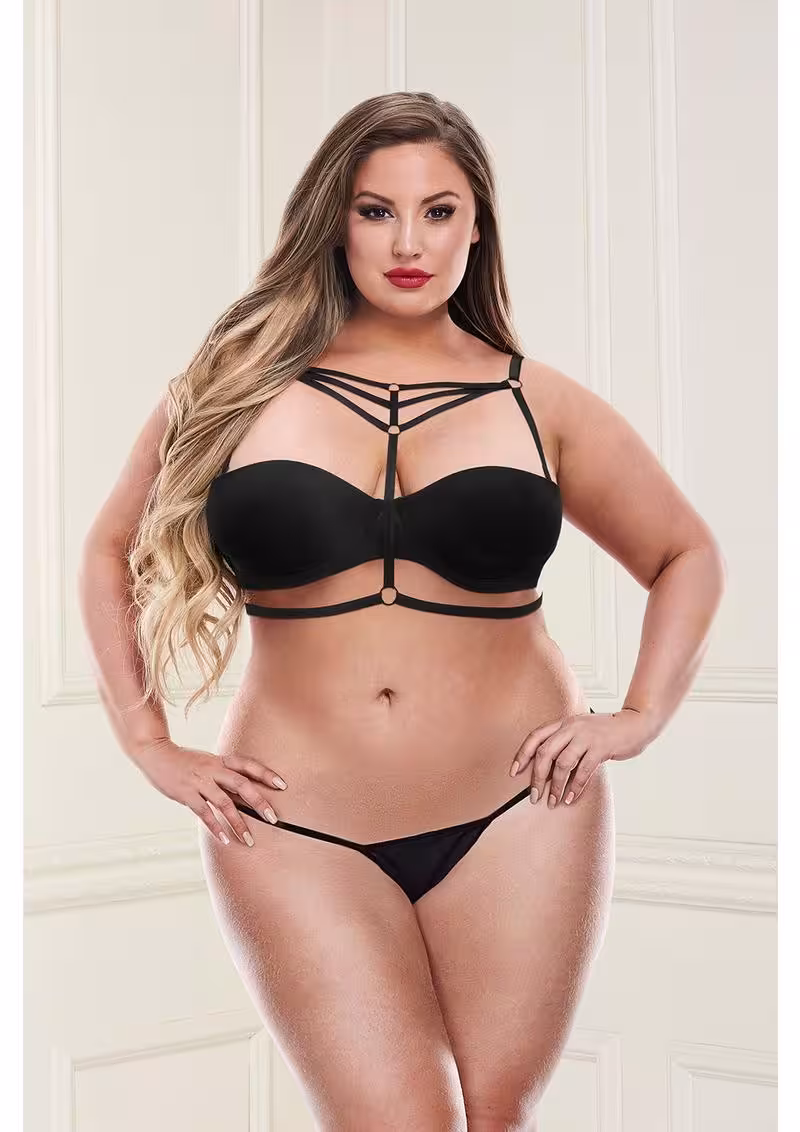 Baci Sexy Strappy Bra Harness Black Queen Size