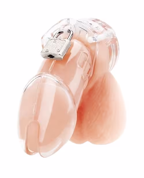 Blue Line Acrylic See-thru Chastity Cage