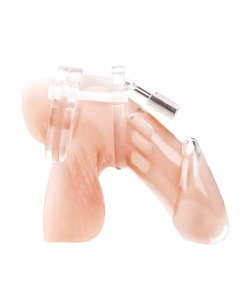 Blue Line Acrylic See-thru Chastity Cage image 3