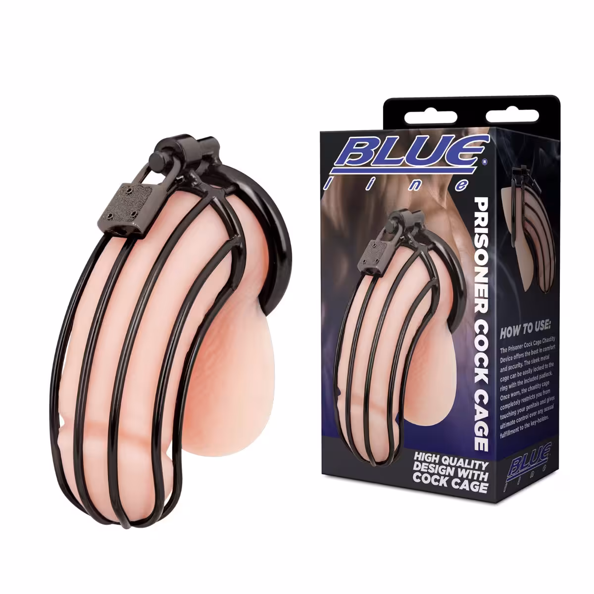 Blue Line Prisoner Cock Cage Black image 3