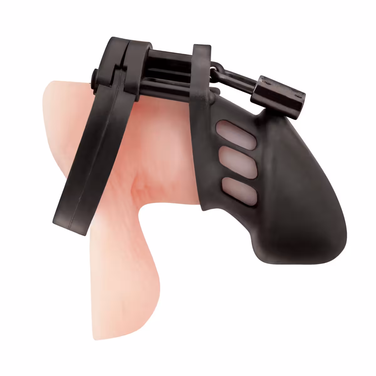 Blue Line Silicone Chastity Cock Cage Black image 4