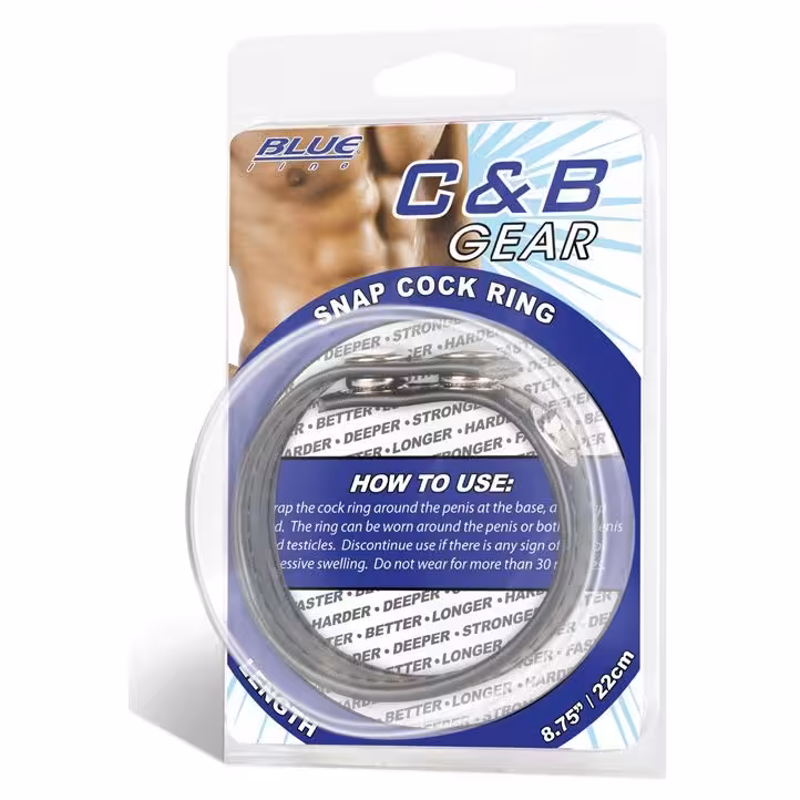 Blue Line Snap Cock Ring Black 7.75inch image 2