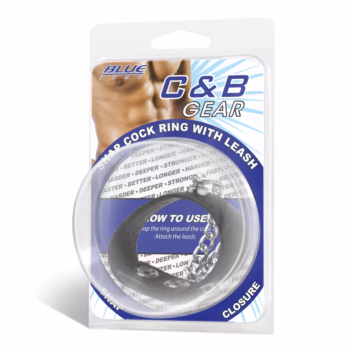 Blue Line Snap Cock Ring With Leash image 2