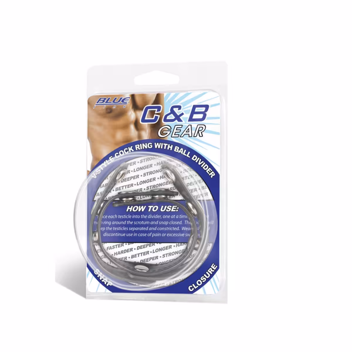 Blue Line V Style Cockring with Ball Divider image 2