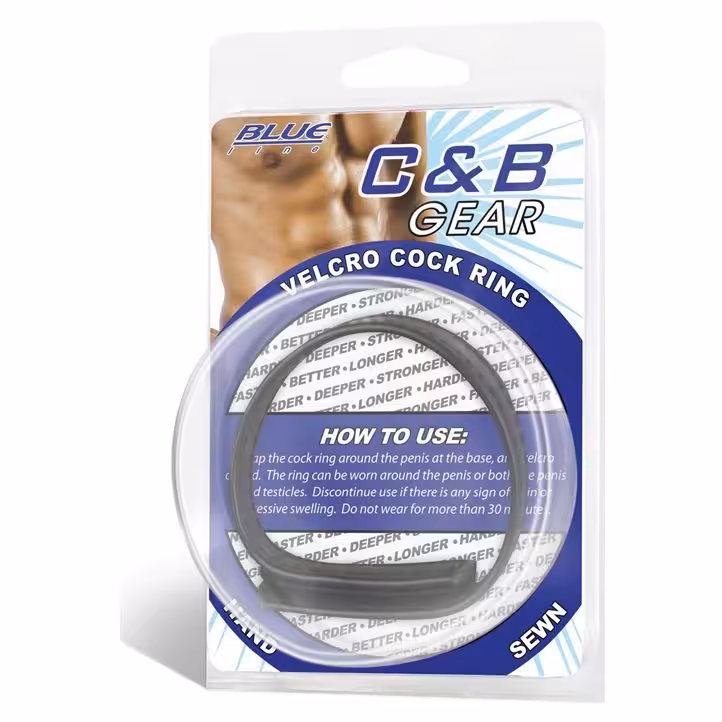 Blue Line Velcro Cock Ring Black image 2