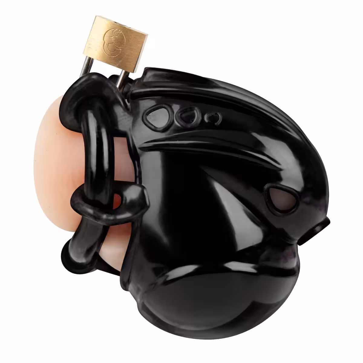 Blueline Full Restraint Silicone Cock and Balls Chastity Device – Black image 2