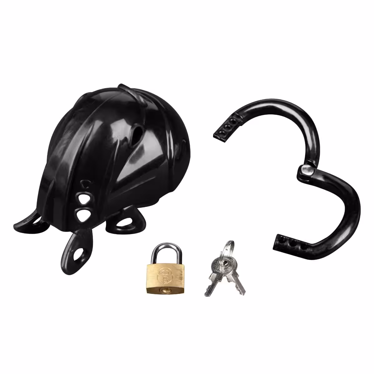 Blueline Full Restraint Silicone Cock and Balls Chastity Device – Black image 3