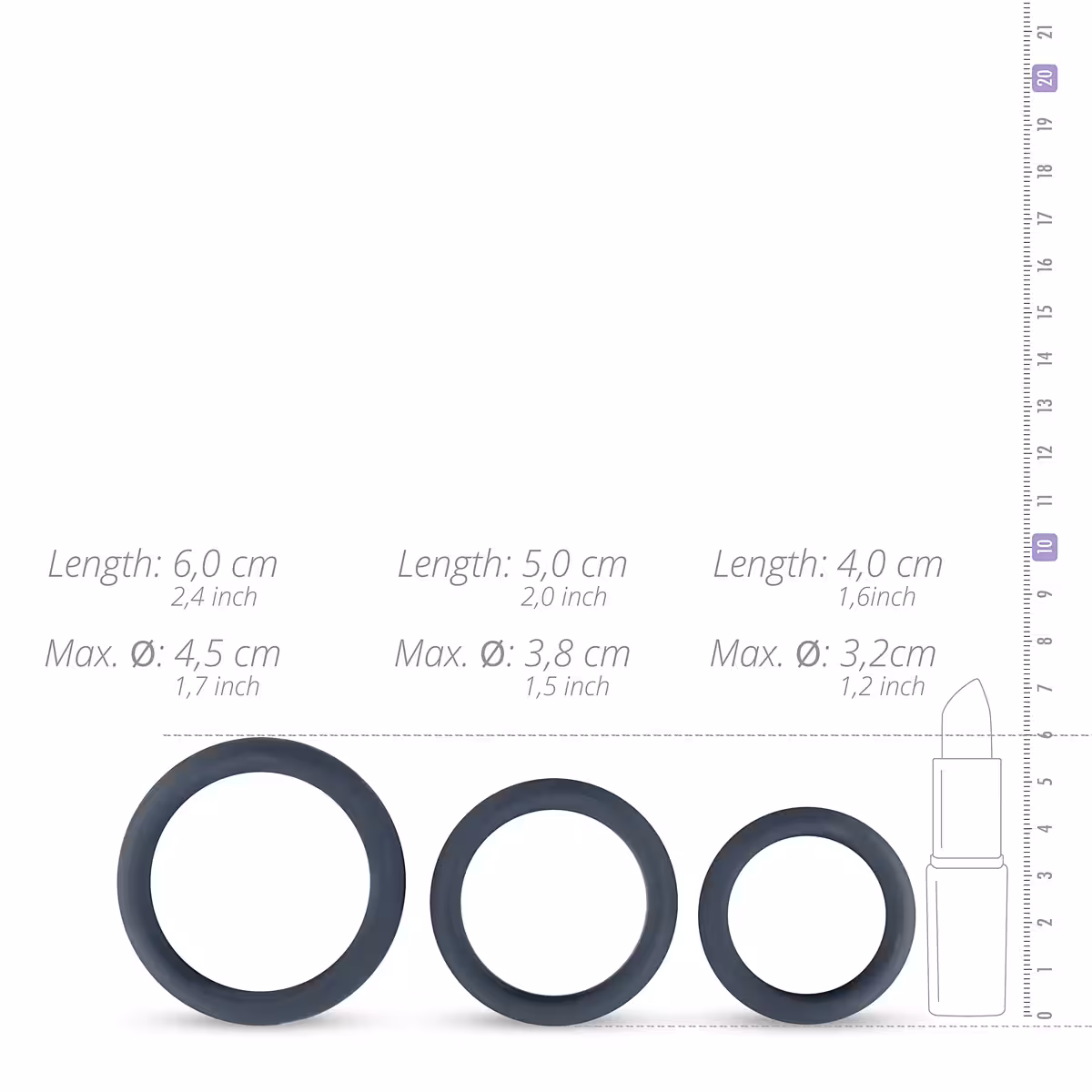 Boners 3-Piece Flat Cock Ring Kit Grey image 3