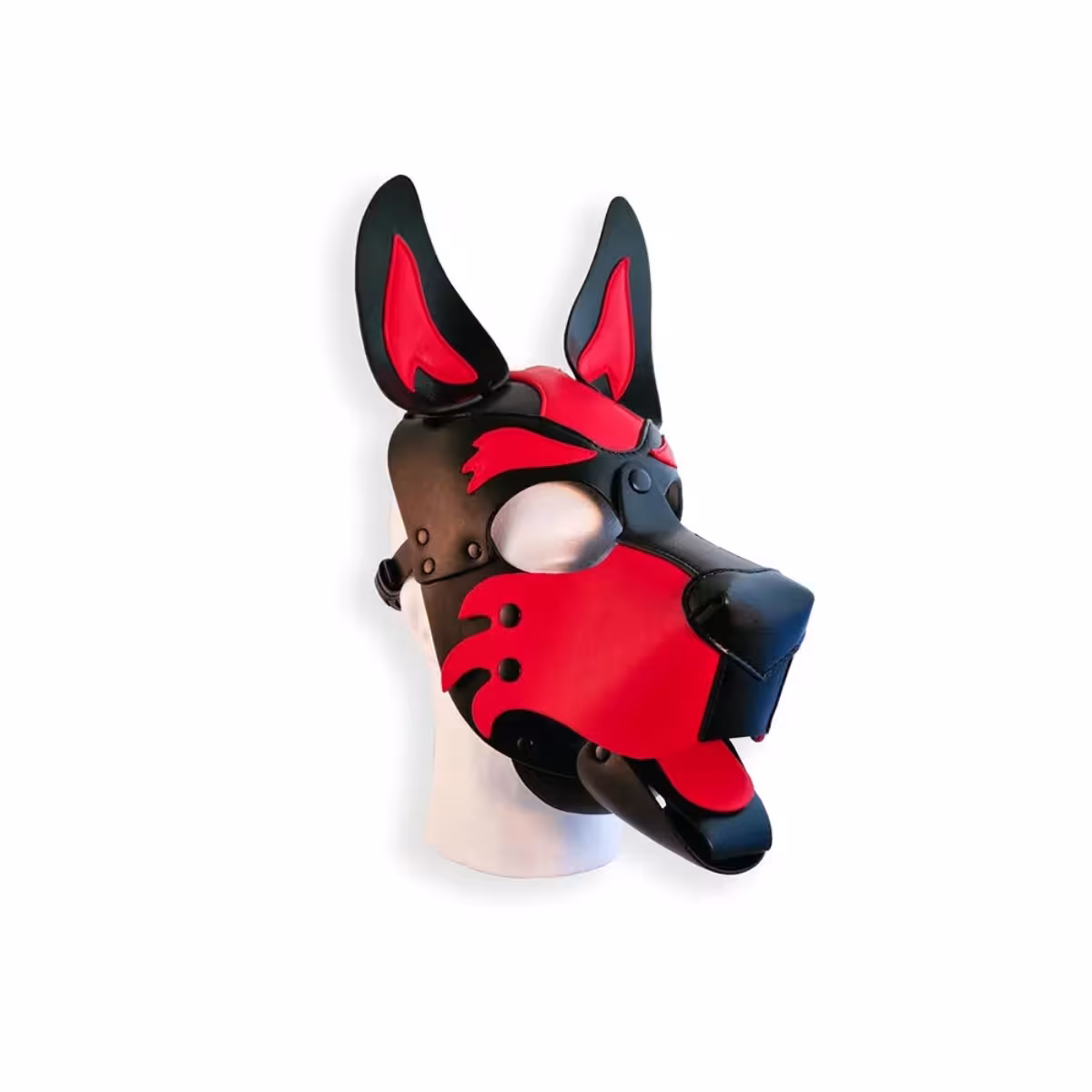 BRUTUS Vegan Pup Hood Black-Red – Playful Puppy Hood for Adults