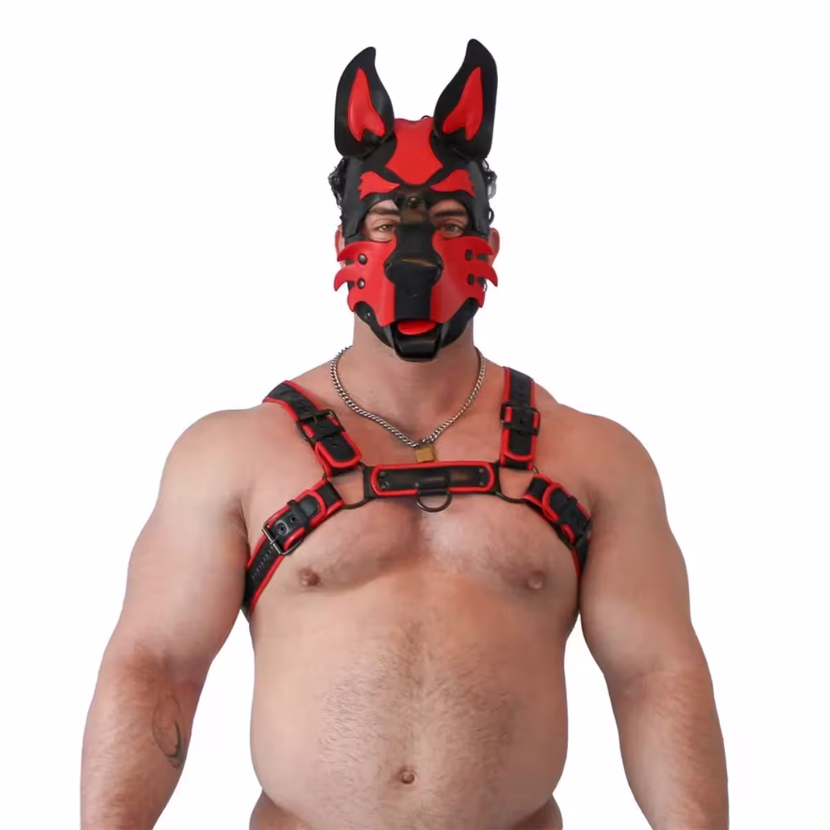 BRUTUS Vegan Pup Hood Black-Red – Playful Puppy Hood for Adults image 3