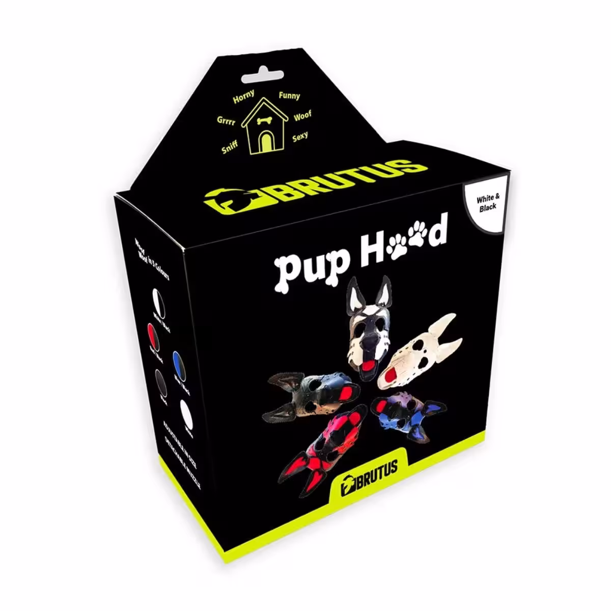 BRUTUS Vegan Pup Hood Black-White – Playful Pet Accessory for Adults image 2