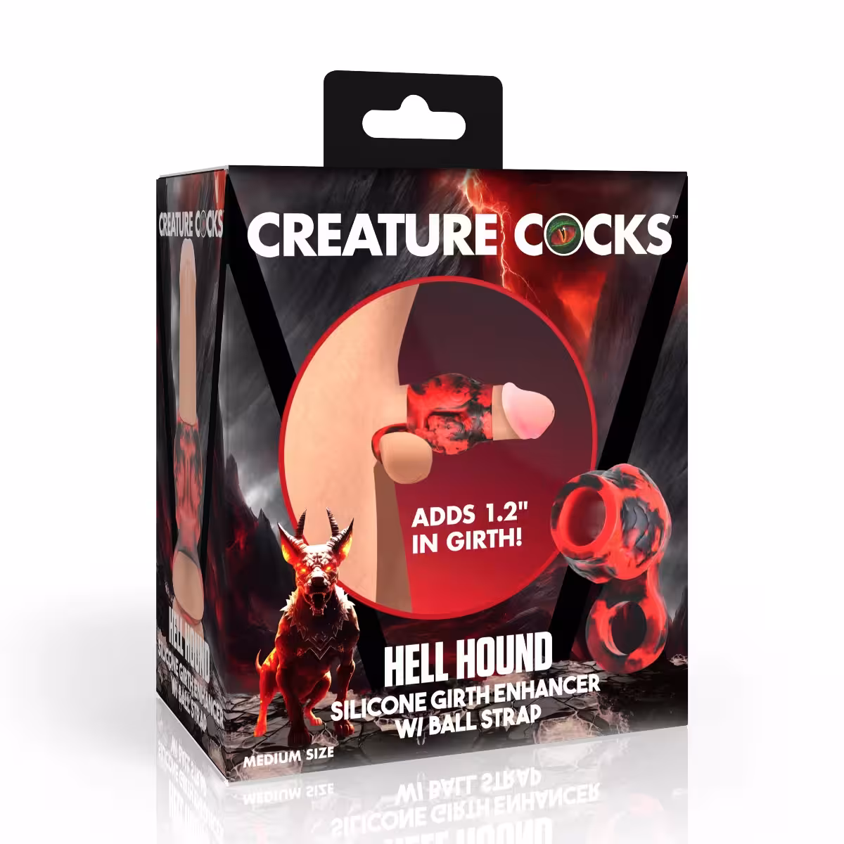 Creature Cocks Hell Hound Silicone Girth Enhancer With Ball Strap Medium image 2