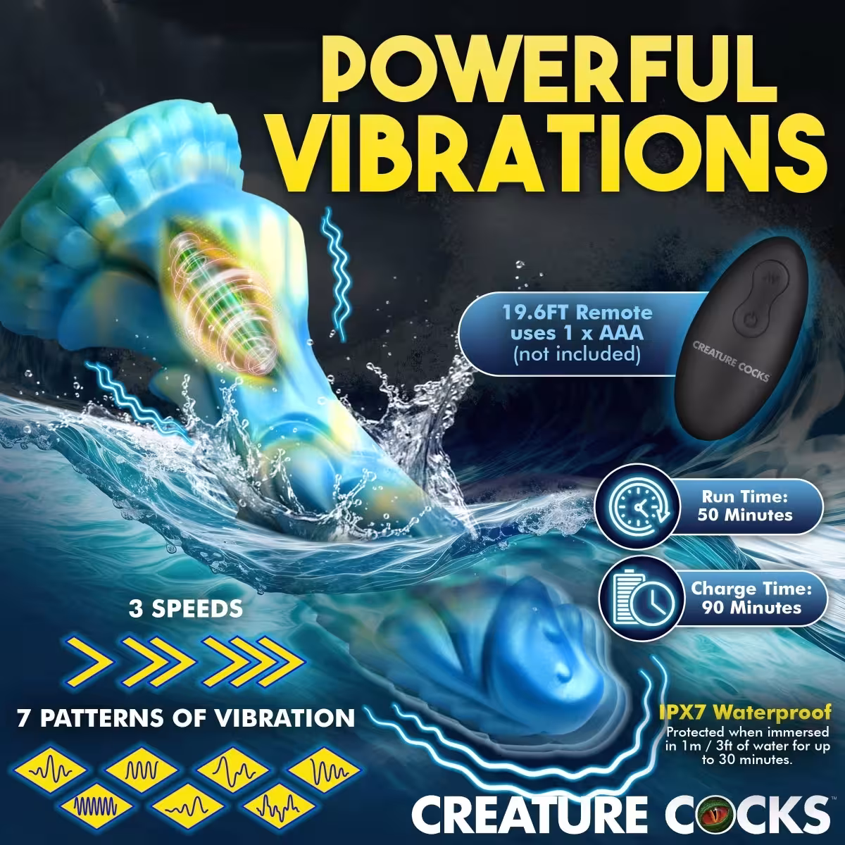 Creature Cocks Sea Stallion Vibrating Silicone Dildo with Remote image 3