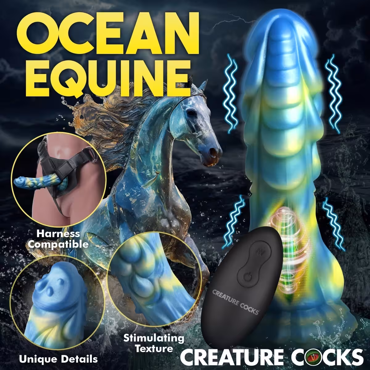 Creature Cocks Sea Stallion Vibrating Silicone Dildo with Remote image 4