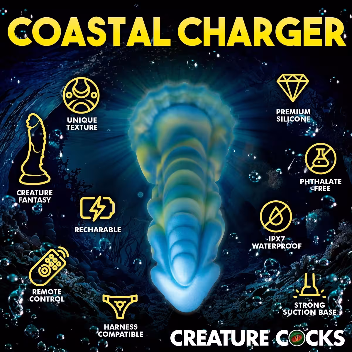 Creature Cocks Sea Stallion Vibrating Silicone Dildo with Remote image 5