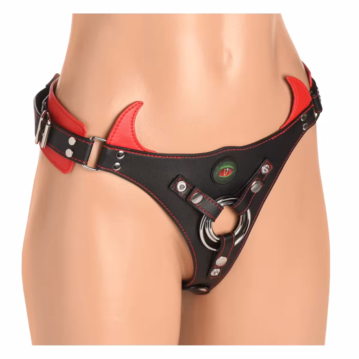 Horny Devil Strap-On Harness – Red