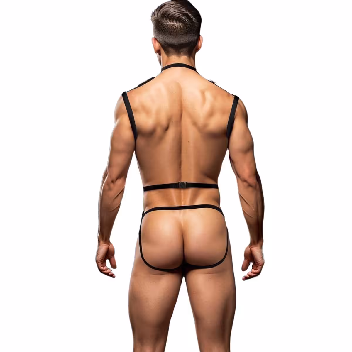 Envy 3 Piece Wet Look Chest Harness Black ML image 3