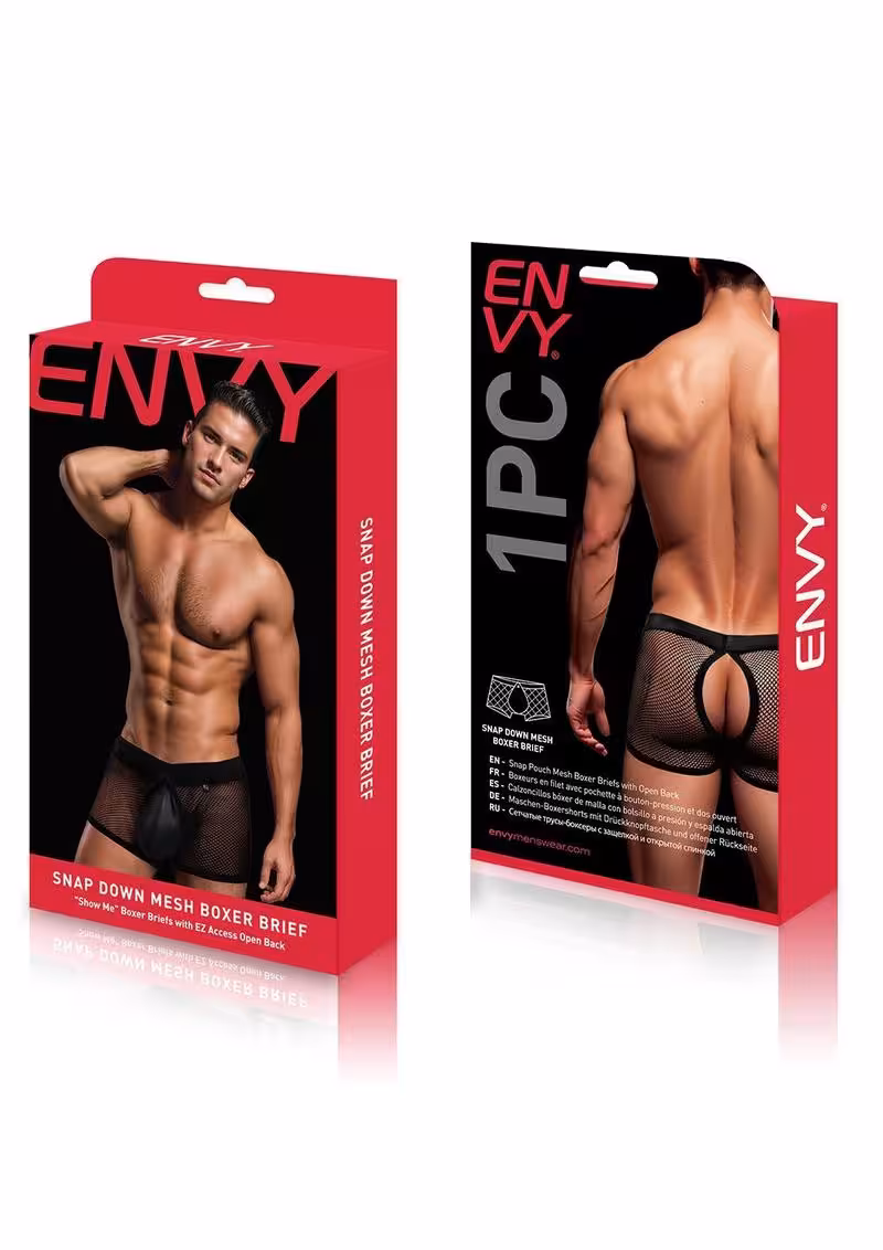 Envy Snap Down Mesh Boxer Brief Black SM image 3