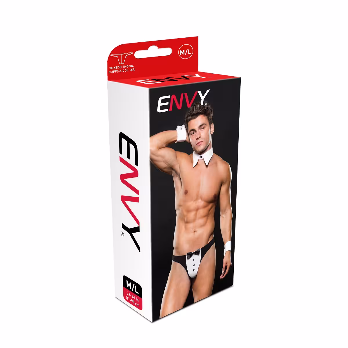 Envy Tuxedo 3 Piece Cuffs & Collar Set Black White ML image 3