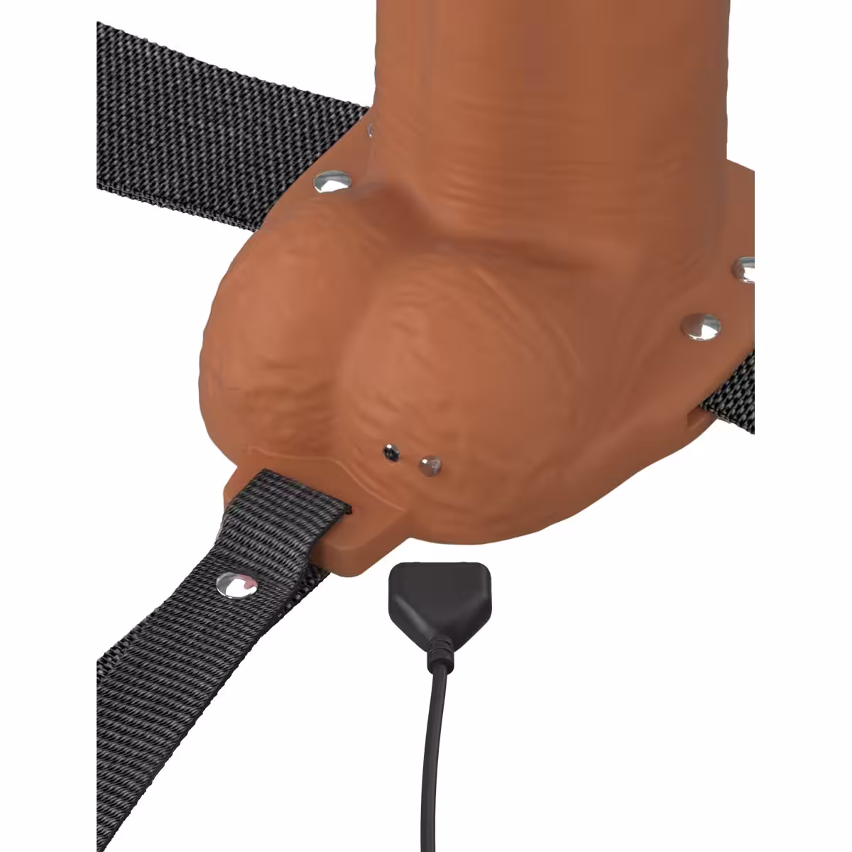 Fantasy X-Tensions Elite Vibrating 8inch Dual Density Silicone Hollow Strap-On Brown image 3