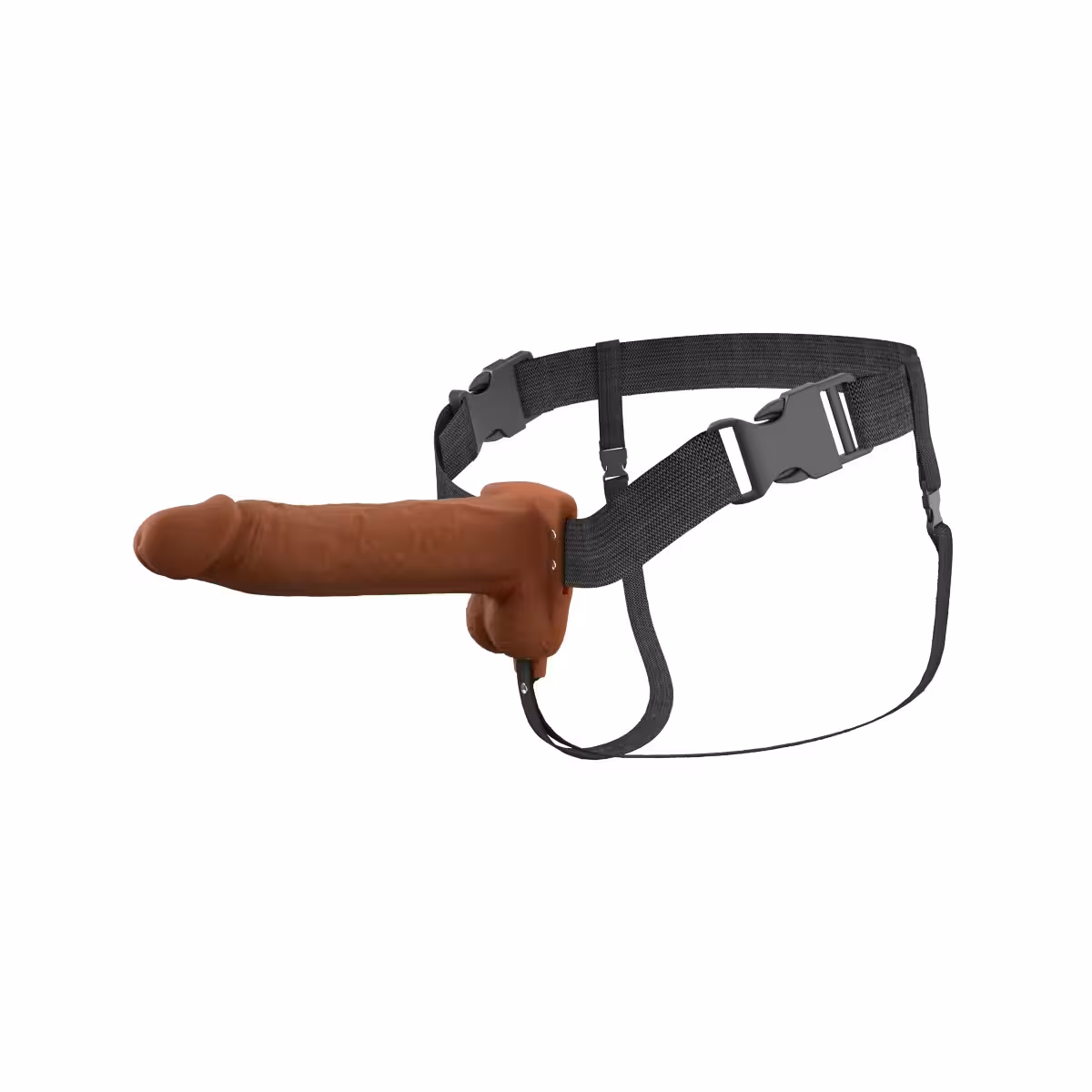 Fantasy X-Tensions Elite Vibrating 8inch Dual Density Silicone Hollow Strap-On Brown image 5