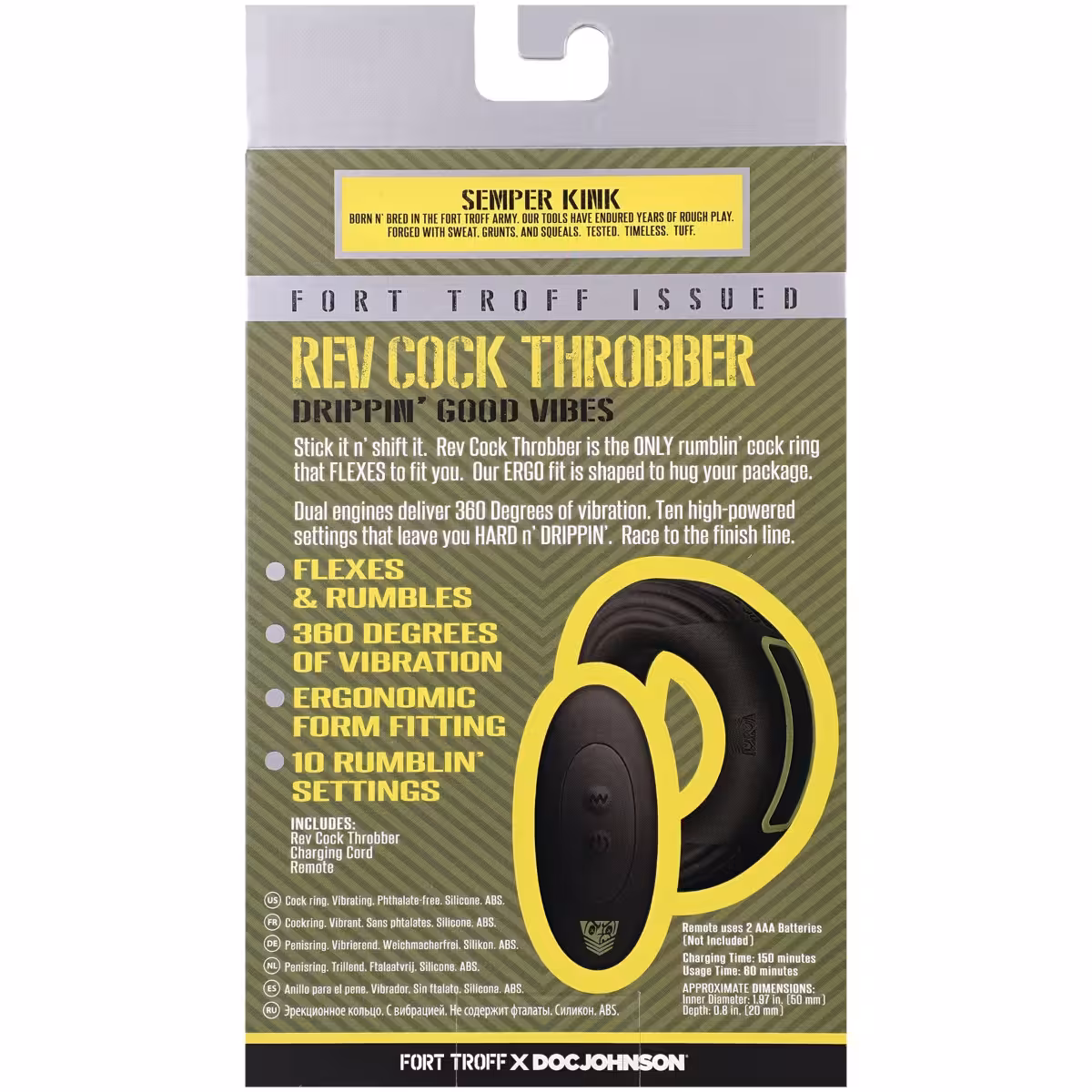 Fort Troff Rev Cock Throbber Vibrating Cock Ring 50mm Black image 4