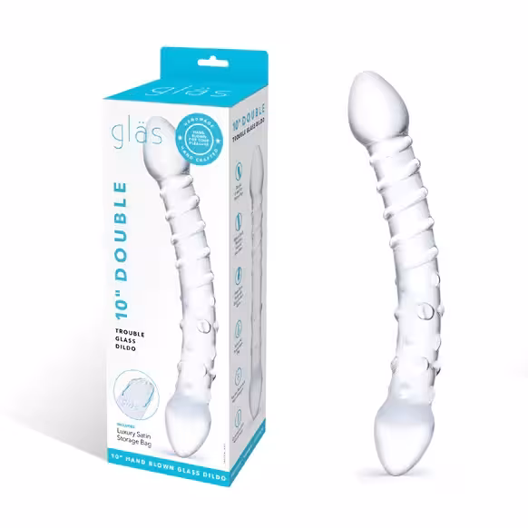 Glas 10inch Double Trouble Dildo Clear image 2