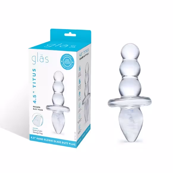 Glas 4.5inch Titus Beaded Dildo Clear image 2