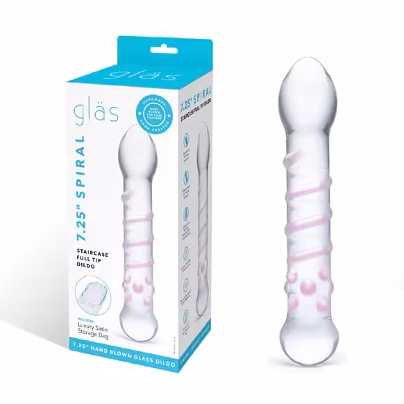 Glas 7.25inch Spiral Staircase Full Tip Dildo Clear image 2