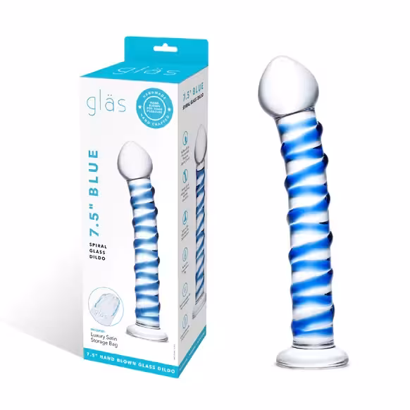 Glas 7.5inch Spiral Glass Dildo Blue image 2