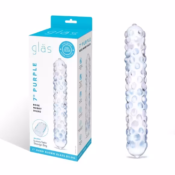 Glas 7inch Rose Nubby Dildo Purple image 2