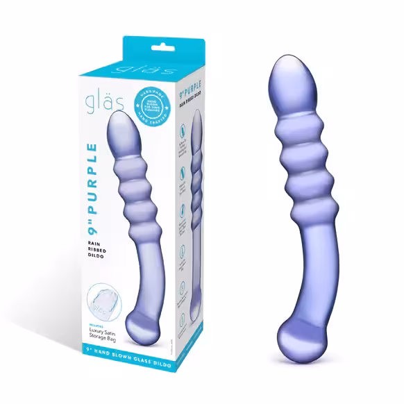 Glas 9inch Purple Rain Ribbed Dildo image 2