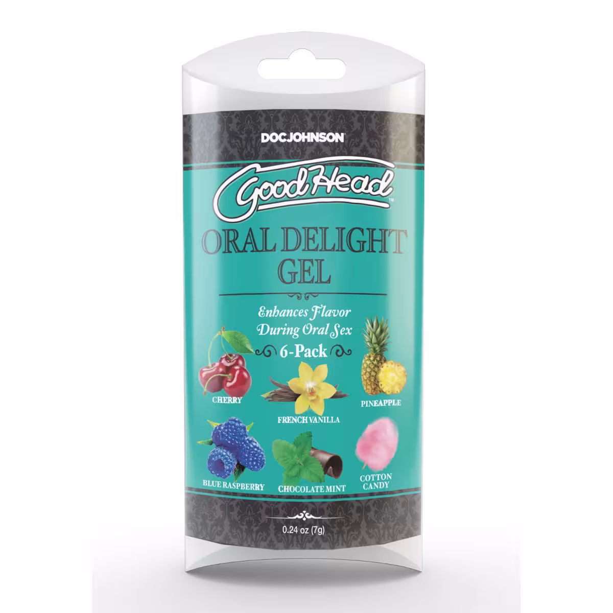 GoodHead Oral Delight Gel 6 Pack Blue Raspberry Cherry Chocolate Mint Cotton Candy French Vanilla Pineapple Oral Lubricant image 2