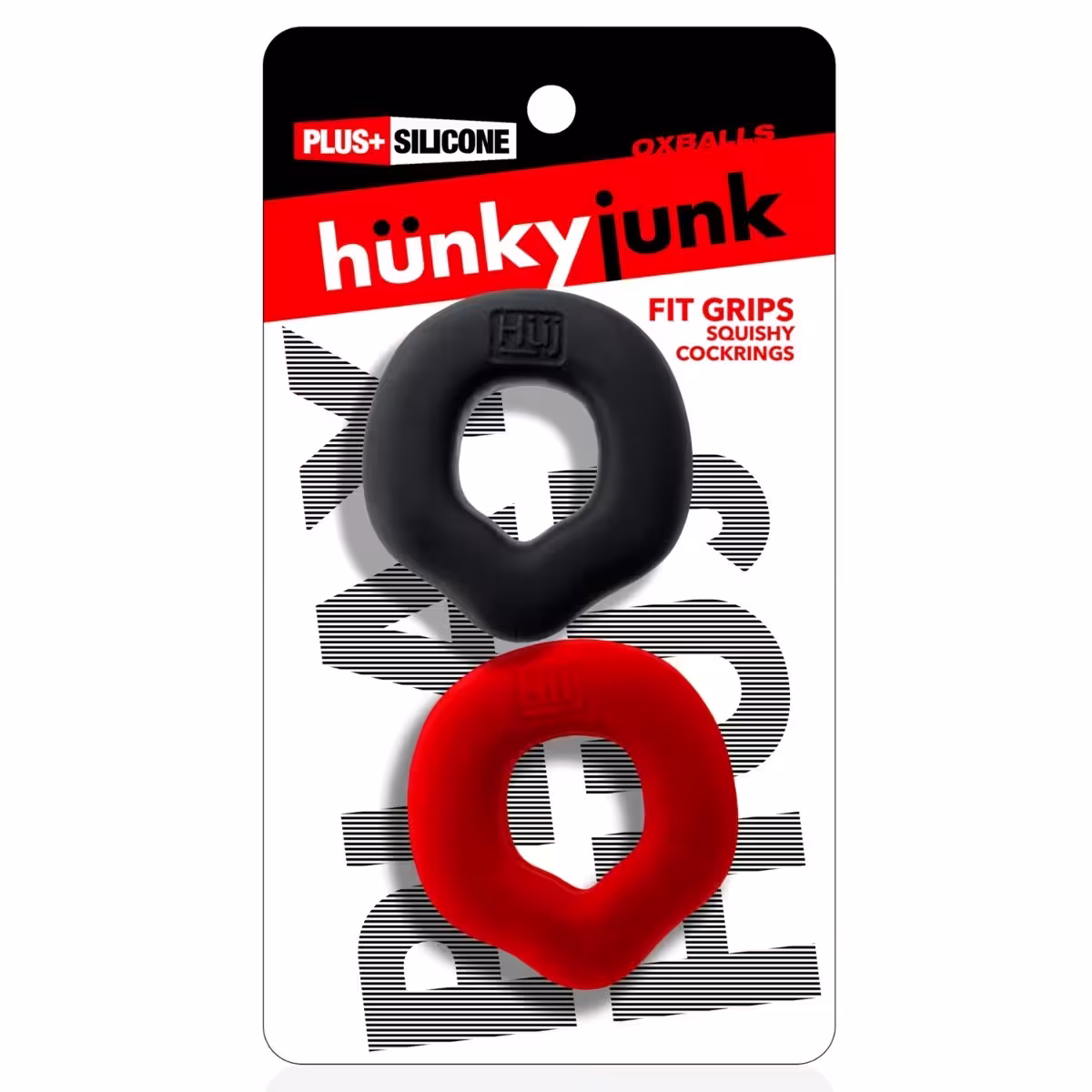 Oxballs Fit Grips Ergo Fit Cockrings 2 Pack Black/Red image 2