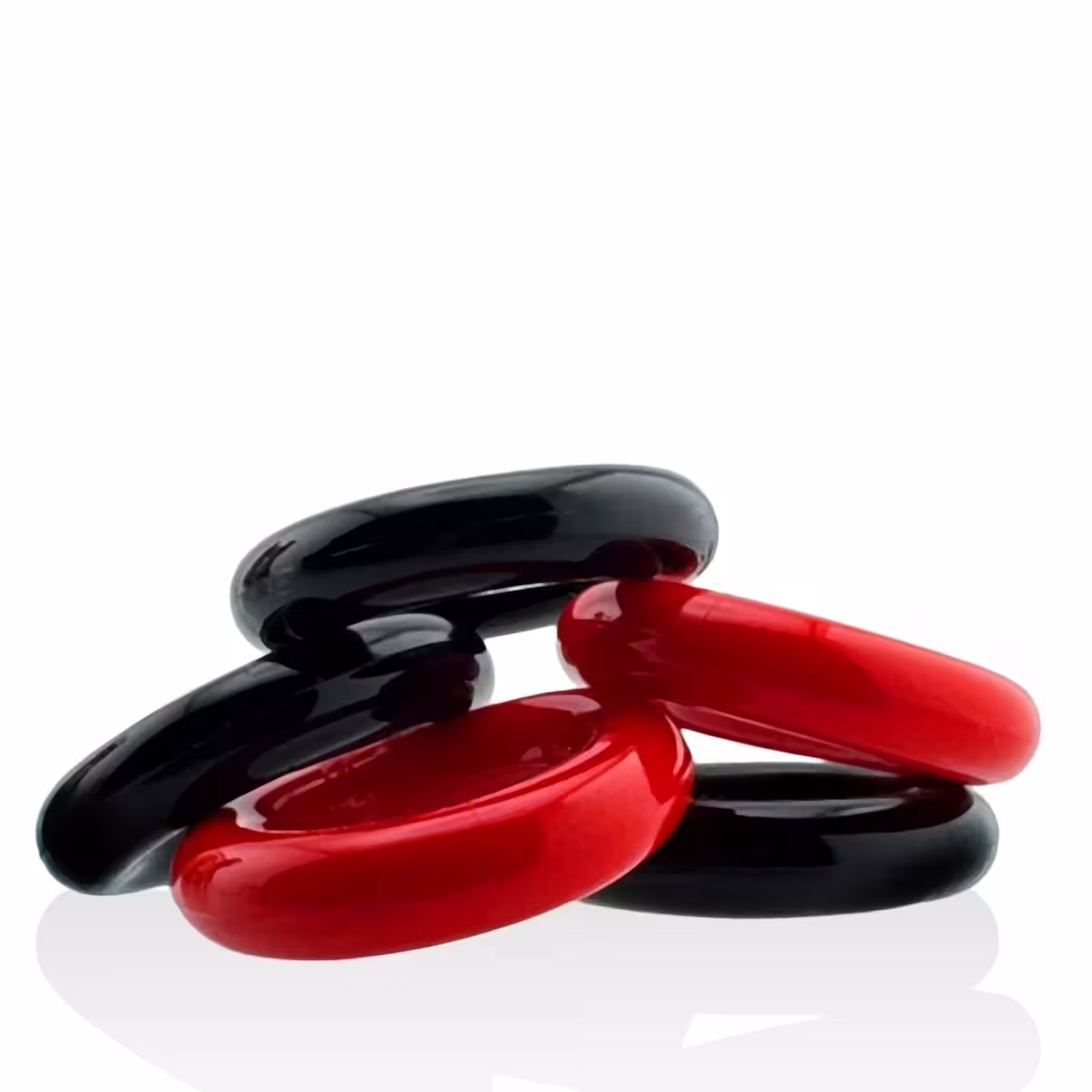 Oxballs Jacker 5 Stack Super Strong Cockrings Red/Black image 2