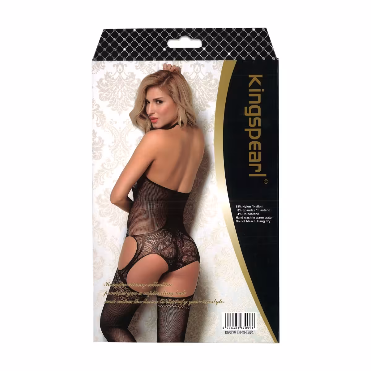 Kingspearl Bodystocking With Rhinestones And Attached Stockings image 4