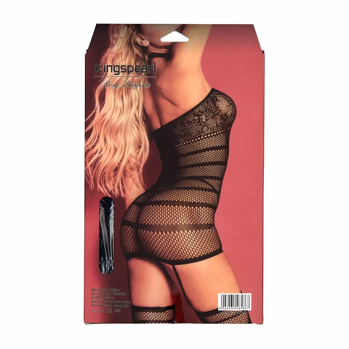 Kingspearl Rosy Lingerie Body With Choker And Attached Stockings image 4