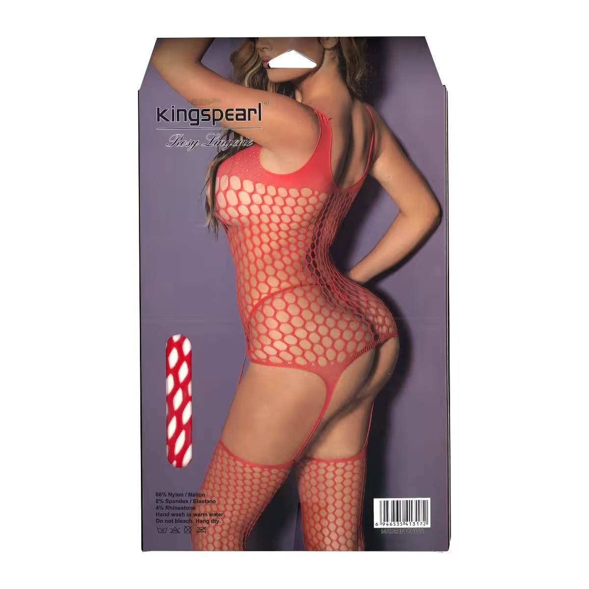 Kingspearl Rosy Lingerie Net Bodystocking With Rhinestones image 3