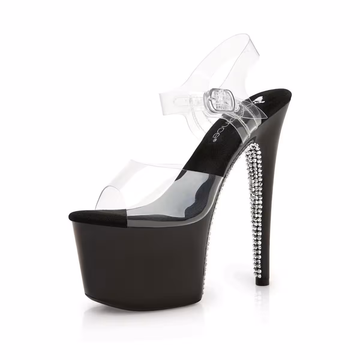 Lapdance 7inch Half Rhinestone Platform Sandal With Clear Strap Size 9