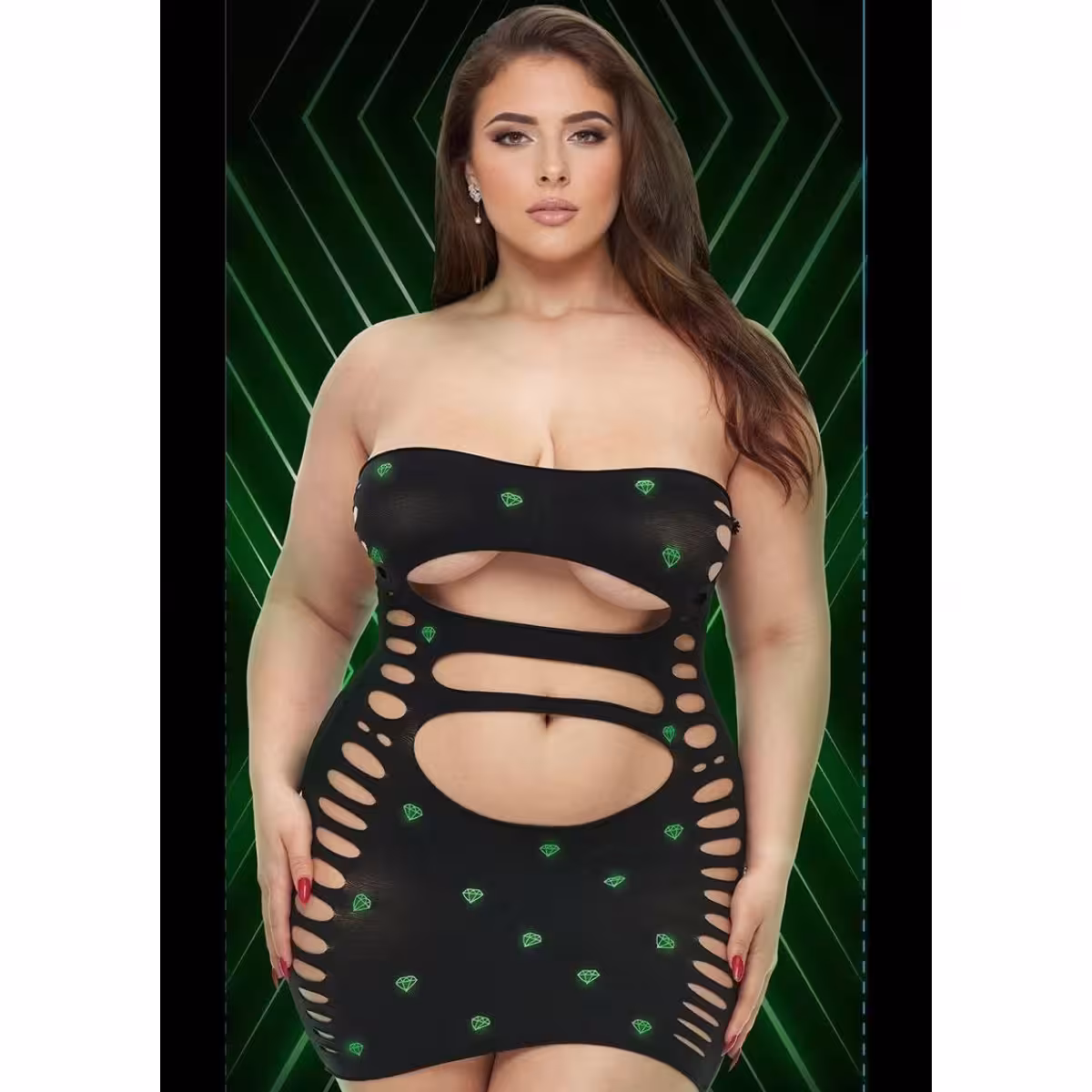 Lapdance Midnight Diamond Cutout Mini Dress - Glow in the Dark