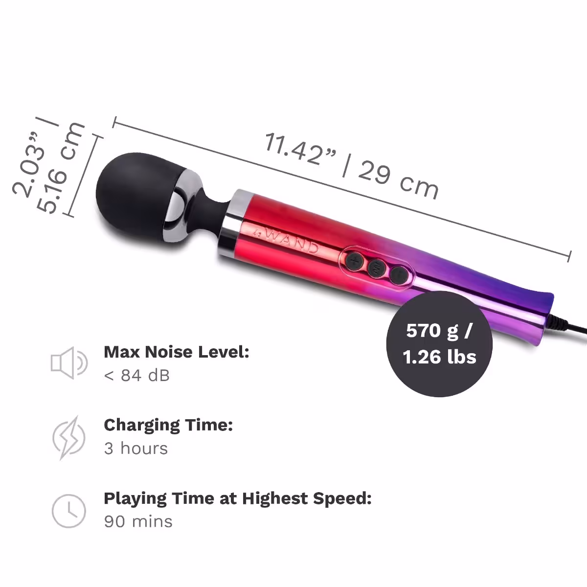 Le Wand Diecast Plug In Vibrating Wand Massager Ombre image 8