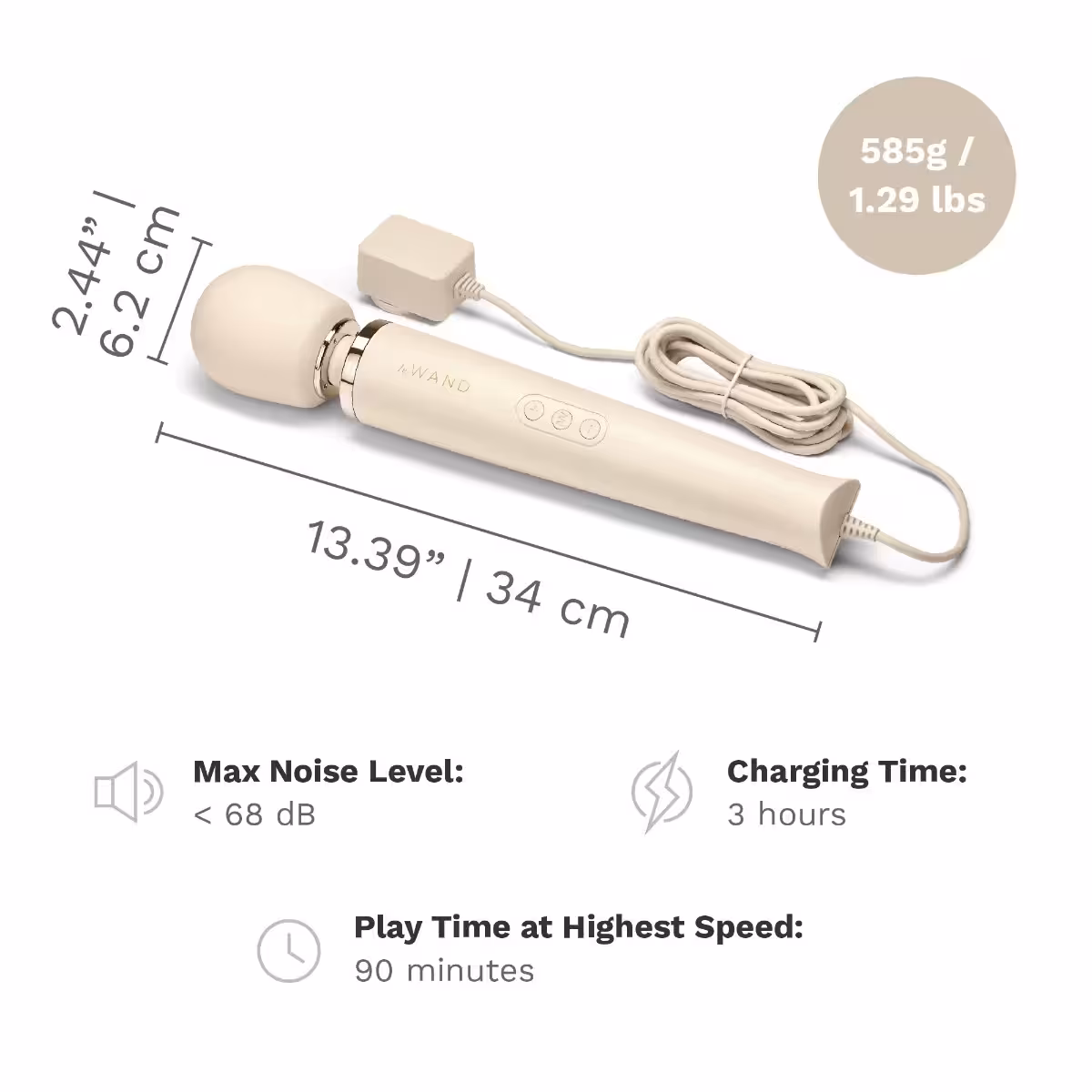 Le Wand Powerful Plug In Vibrating Massager Cream image 8