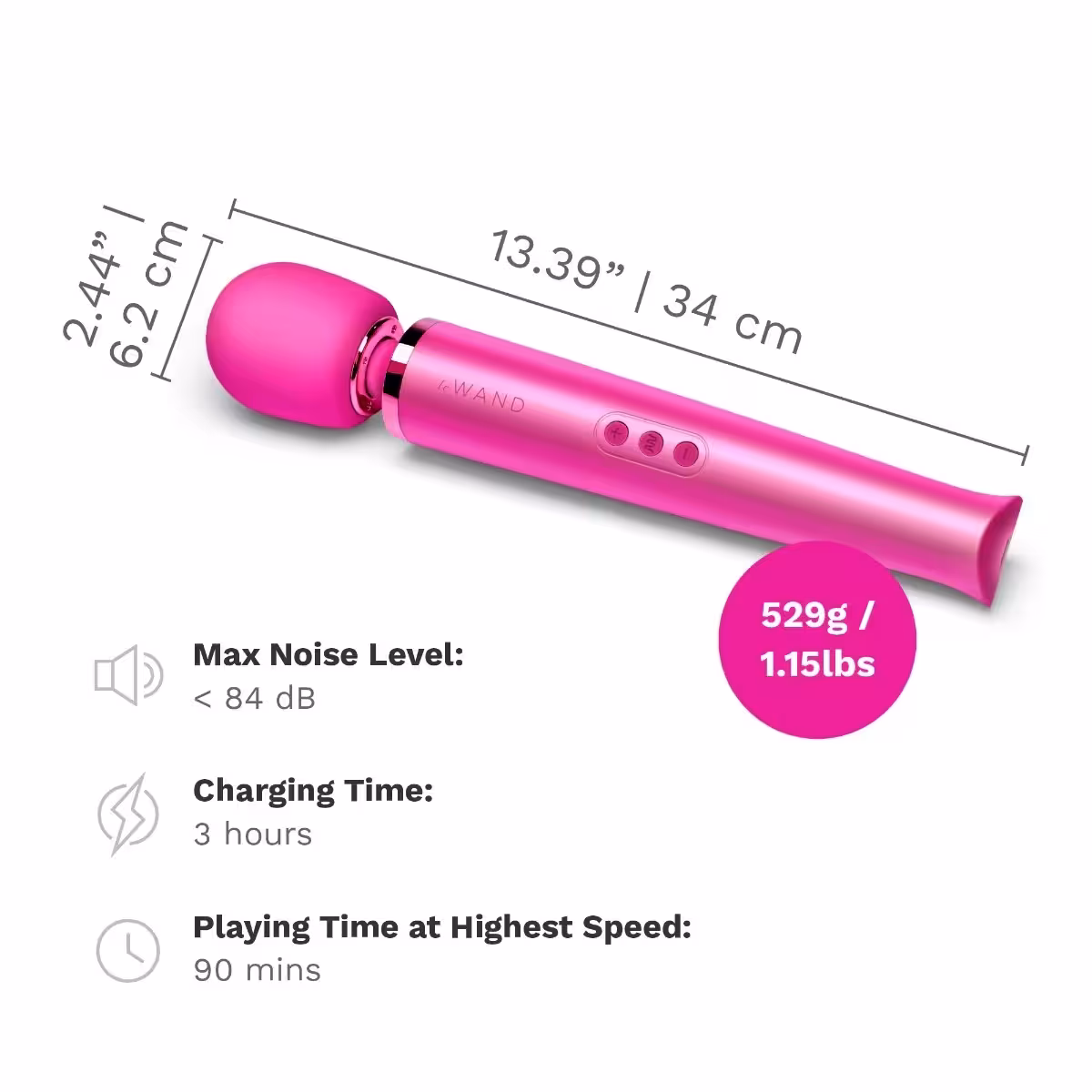 Le Wand Rechargeable Vibrating Massager Magenta image 8