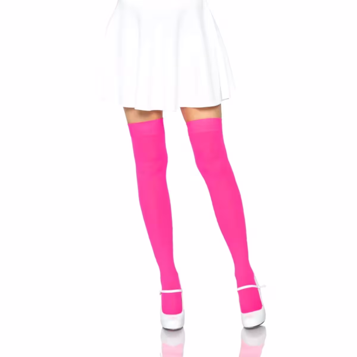 Nylon Thigh Highs Neon Pink OS – Stylish Leg Wear for Every Occasion